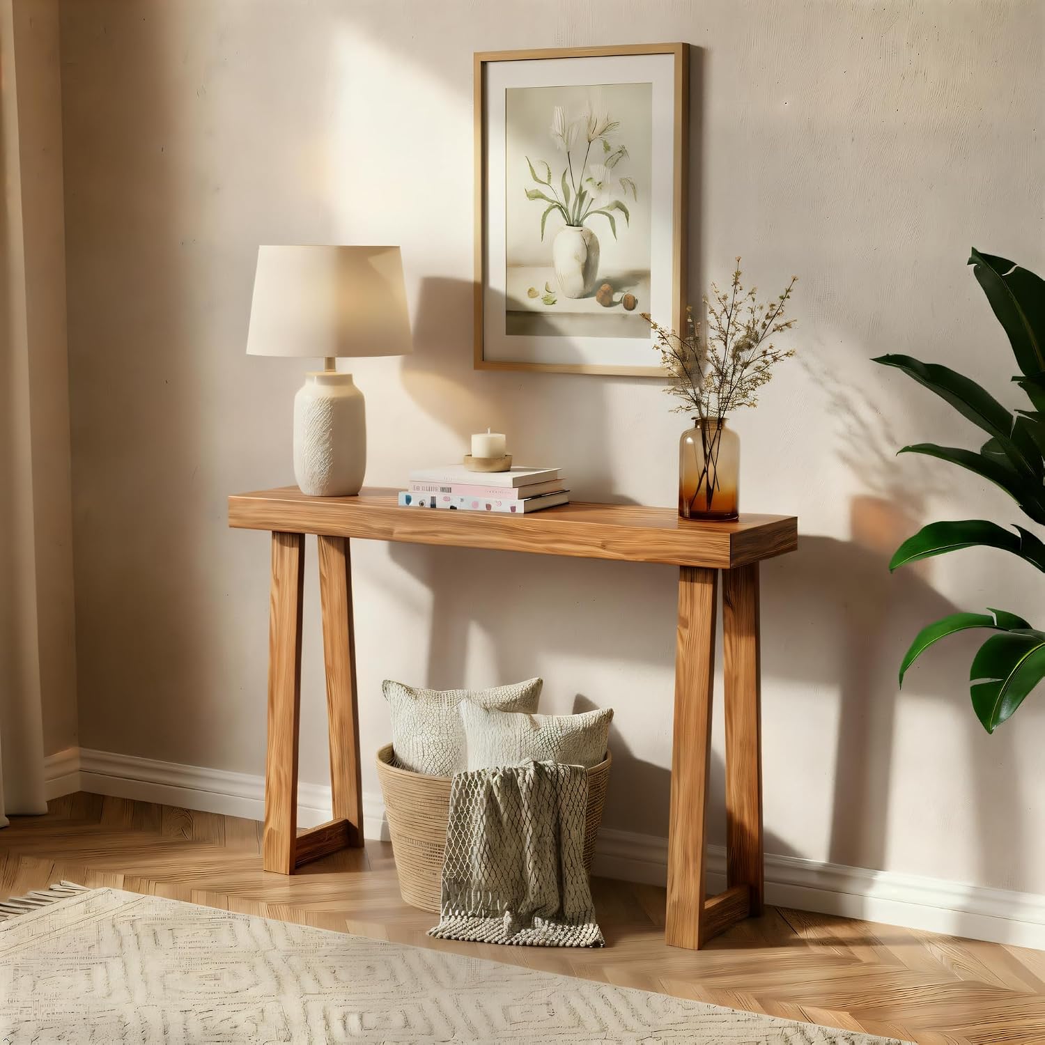 Pecan Solid Wood Console Table