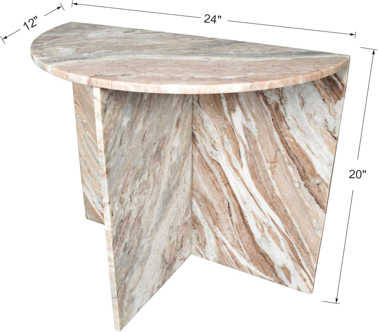 Beige Pink Half Moon Marble Table