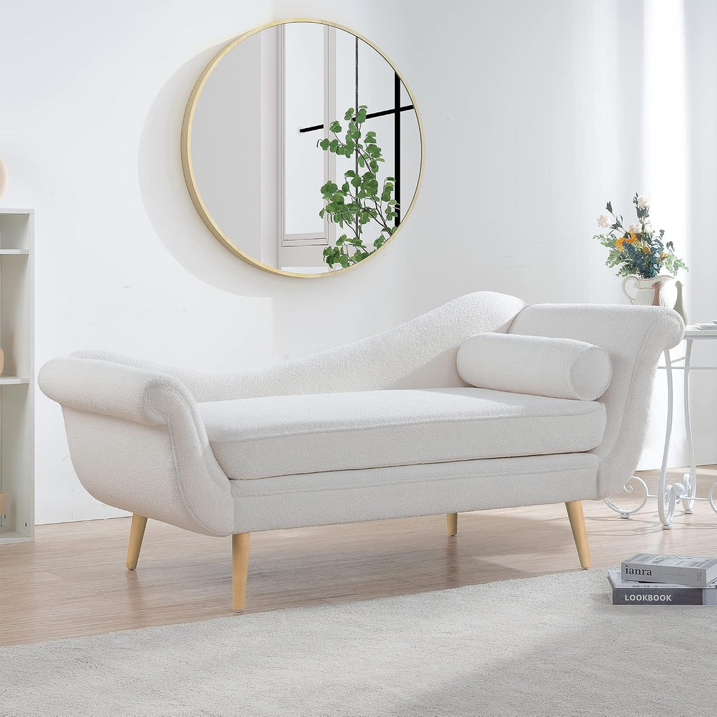 White Velvet Chaise Lounge Chair
