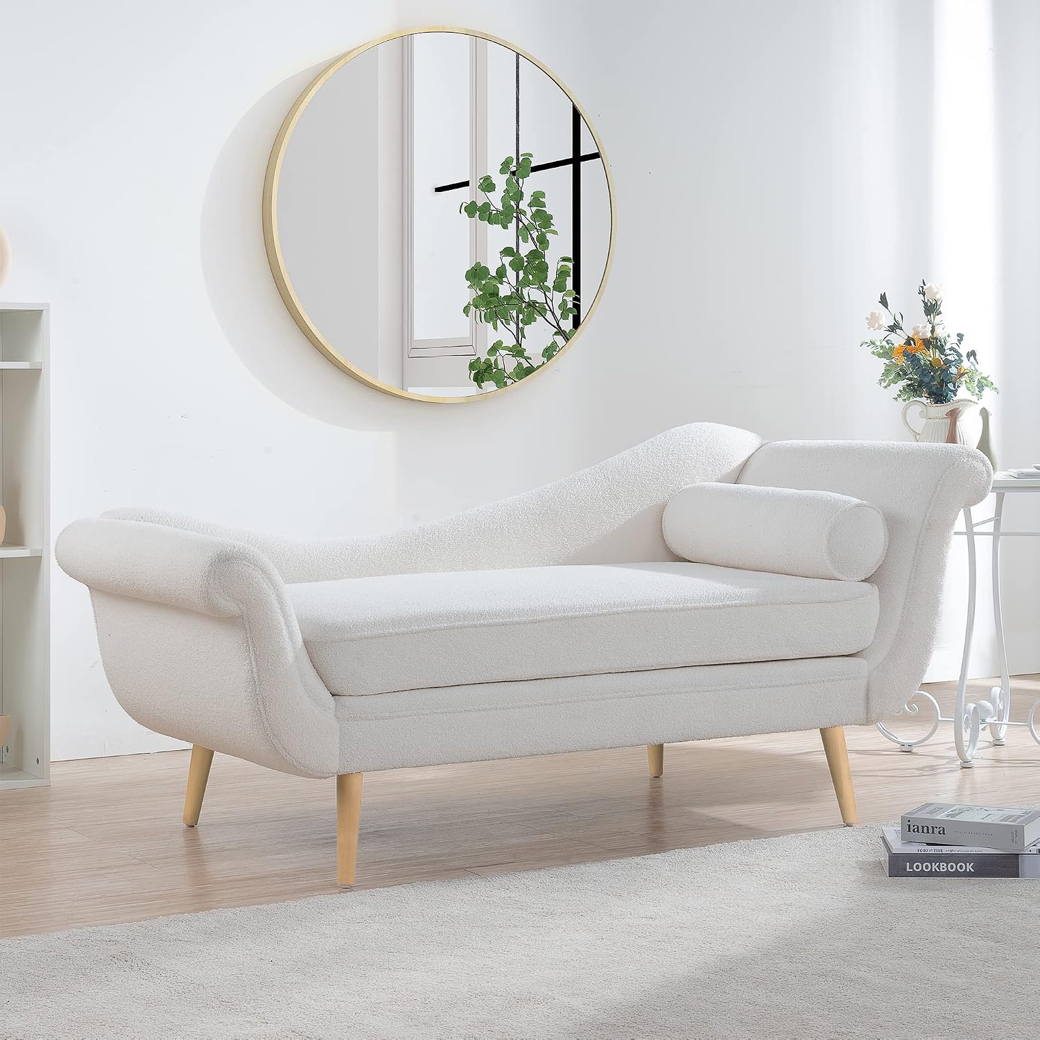 White Velvet Chaise Lounge Chair