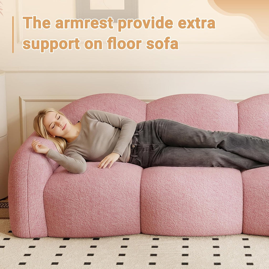 Pink Plush Curved Cloud Sofa
