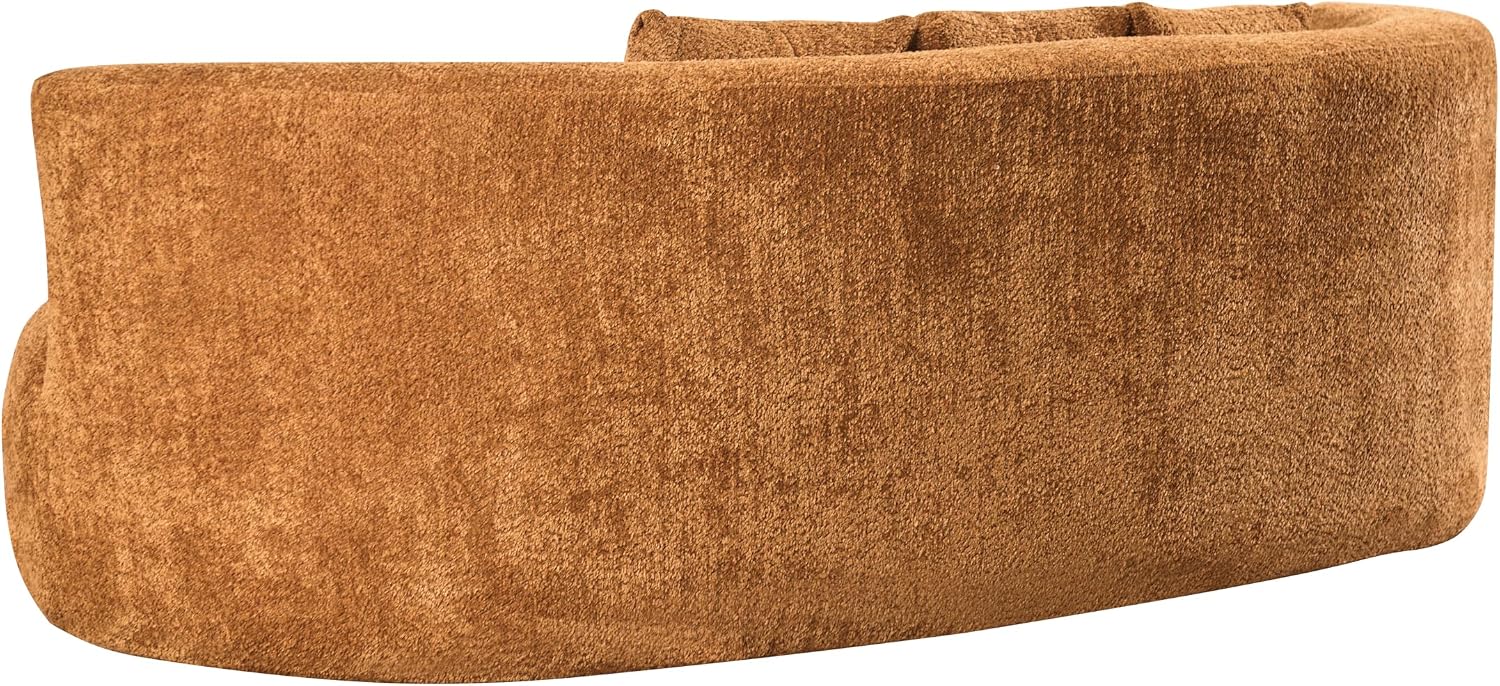 Camel Boucle Curved Three Seater Sofa