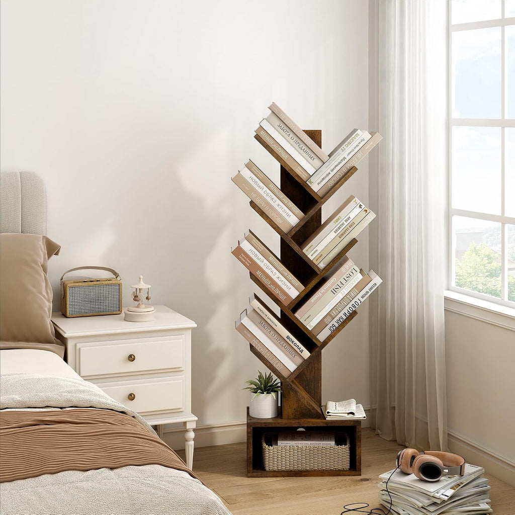 Brown Tree Shaped Storage Bookshelf