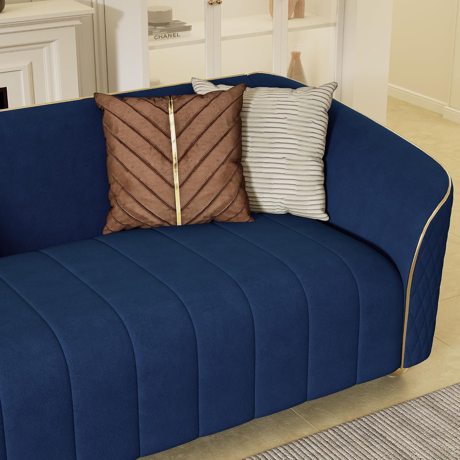 Blue Velvet Three Seater Sofa