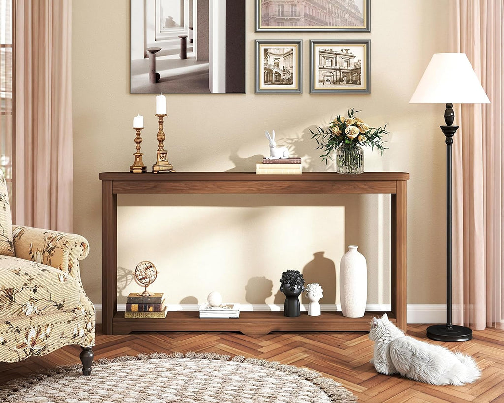Walnut Deep Storage Console Table