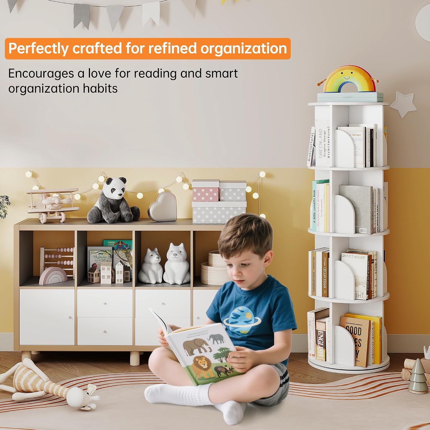 Round 4 Tier Rotating Bookcase