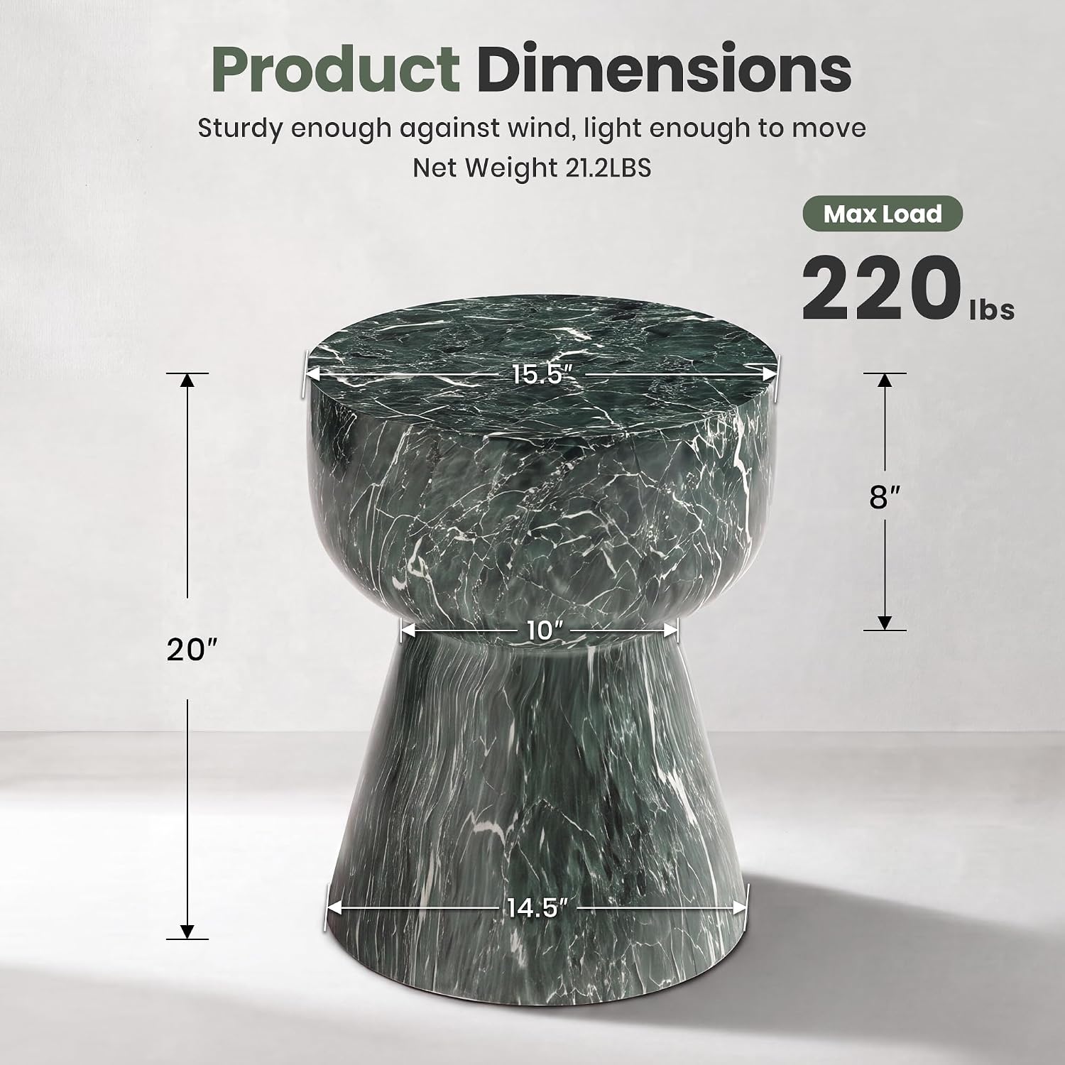 Green Marble Hourglass Side Table