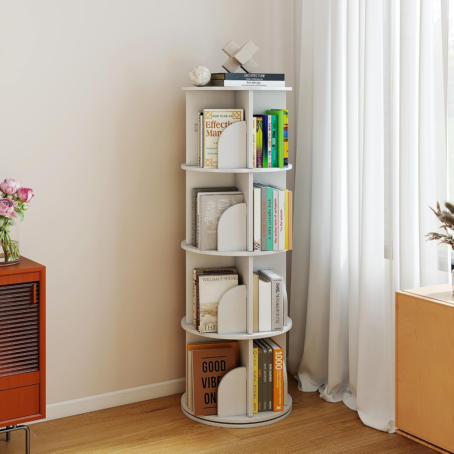 Round 4 Tier Rotating Bookcase