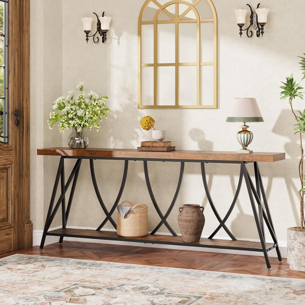 Rustic Brown Narrow Console Table