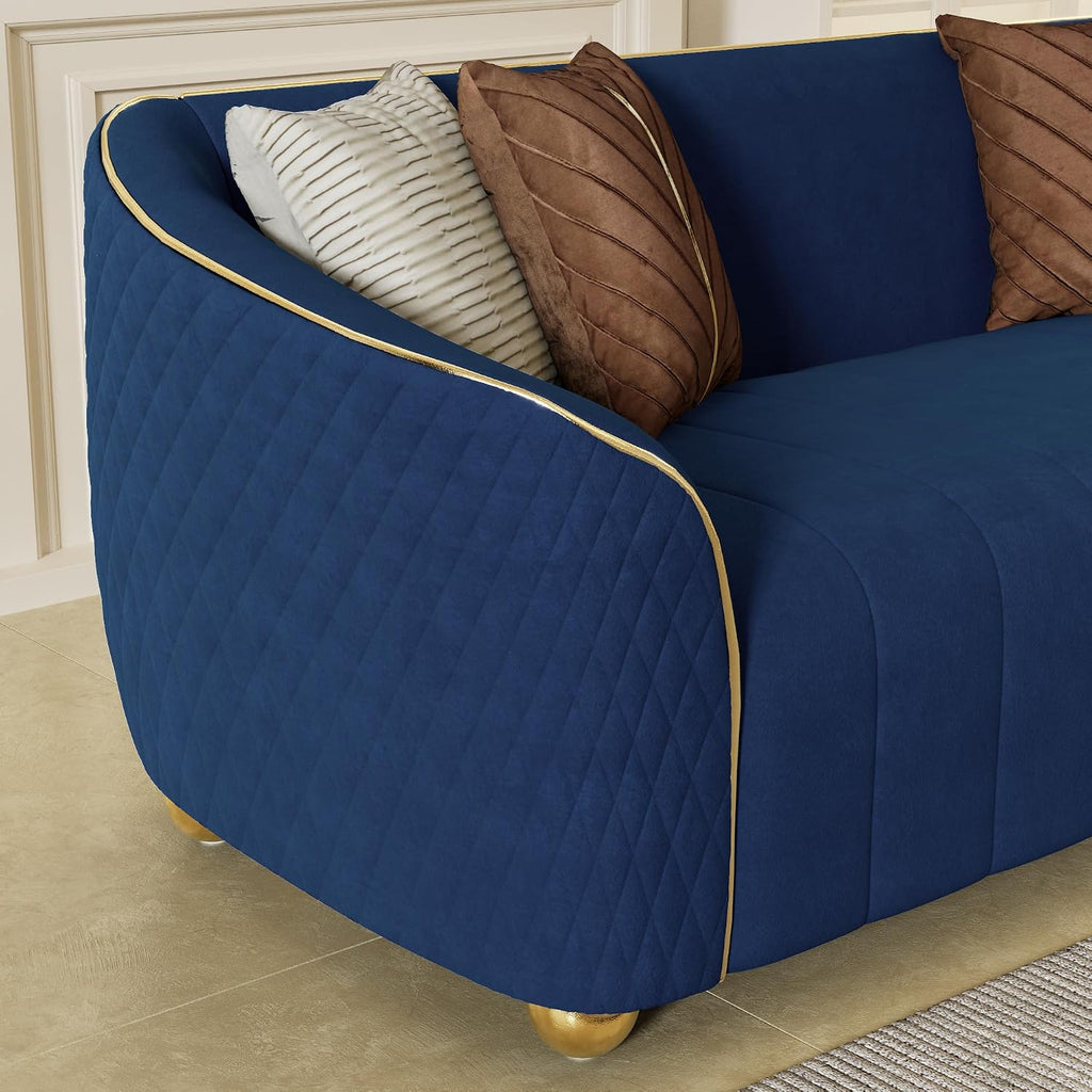 Blue Velvet Three Seater Sofa