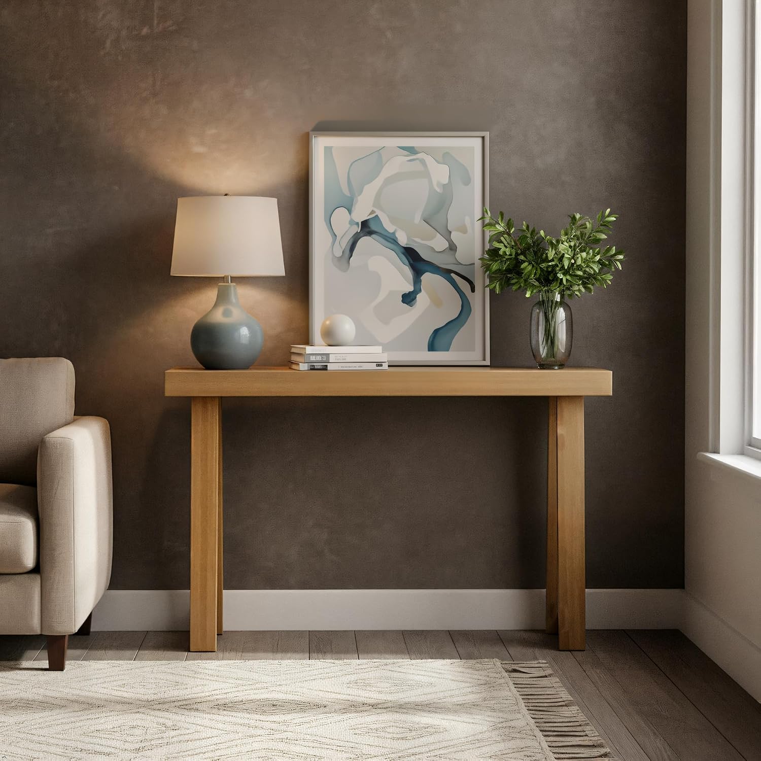 Pecan Solid Wood Console Table