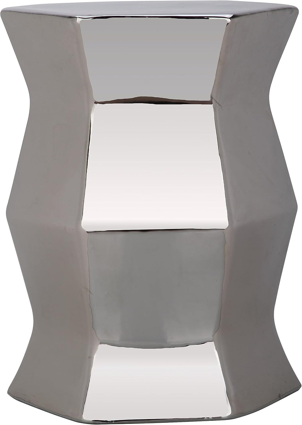White Hexagon Ceramic Garden Stool