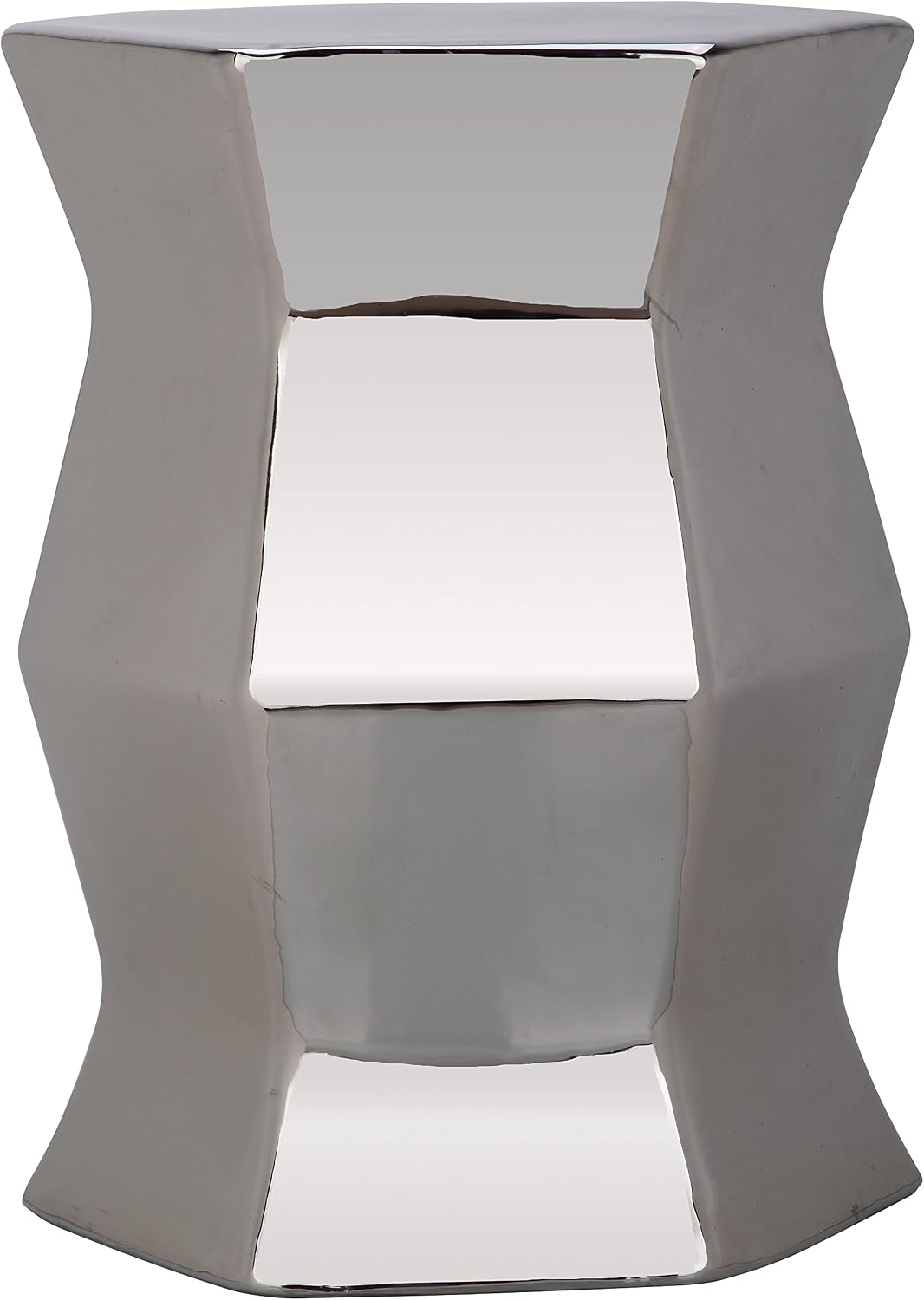 White Hexagon Ceramic Garden Stool
