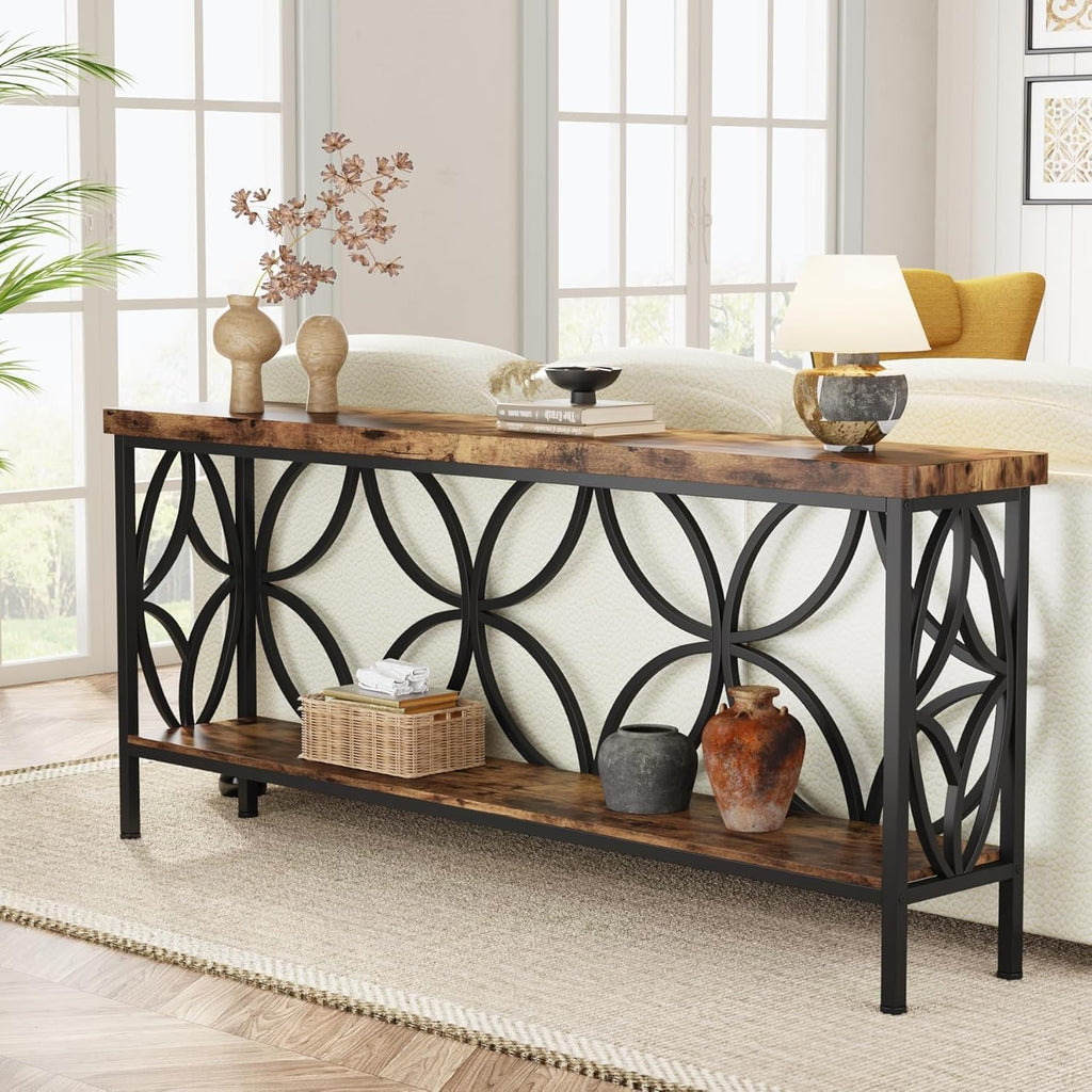Long Industrial Storage Console Table