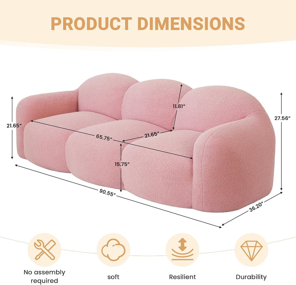 Pink Plush Curved Cloud Sofa