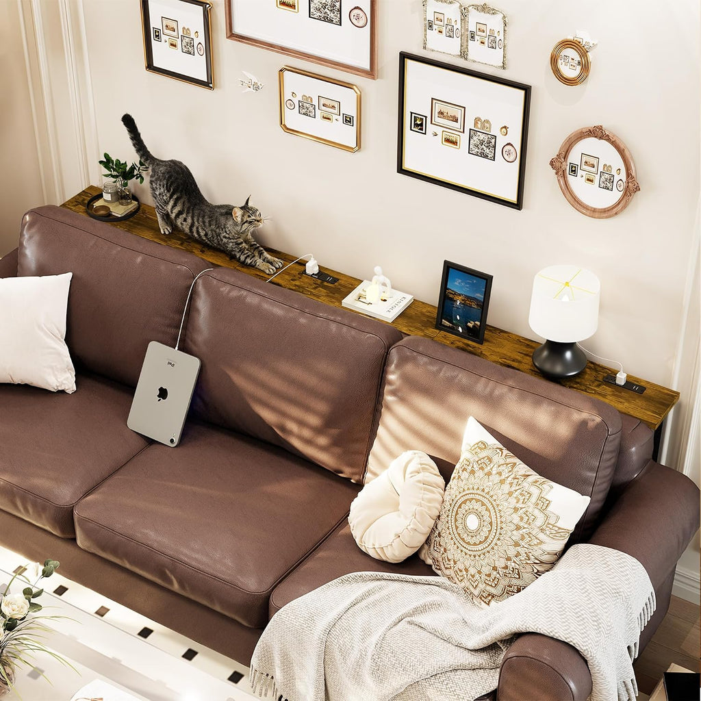 Long Brown Charging Console Table