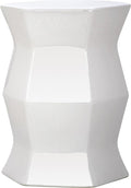 White Hexagon Ceramic Garden Stool