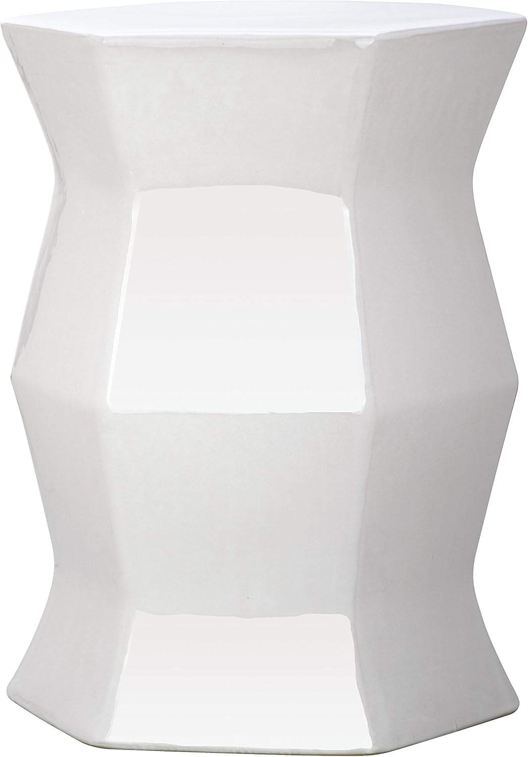 White Hexagon Ceramic Garden Stool