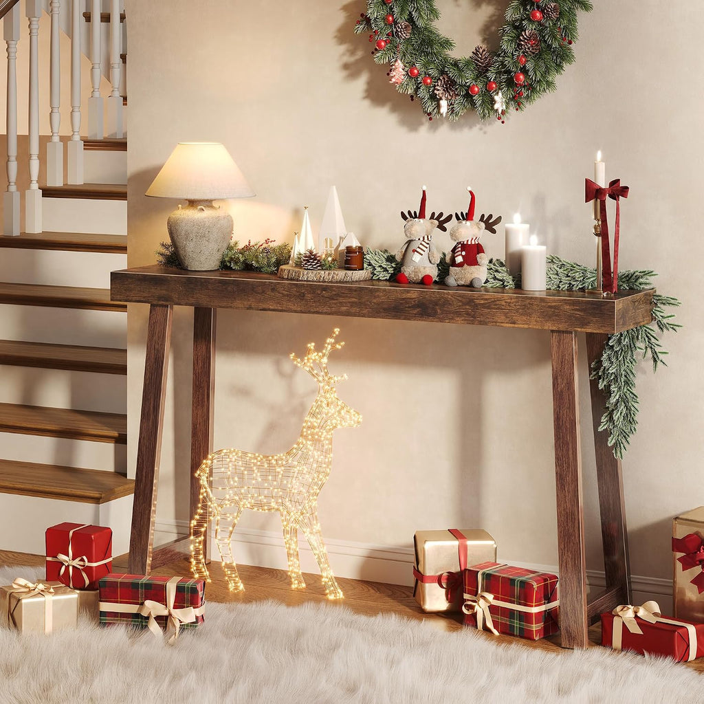 Rustic Brown Charging Console Table