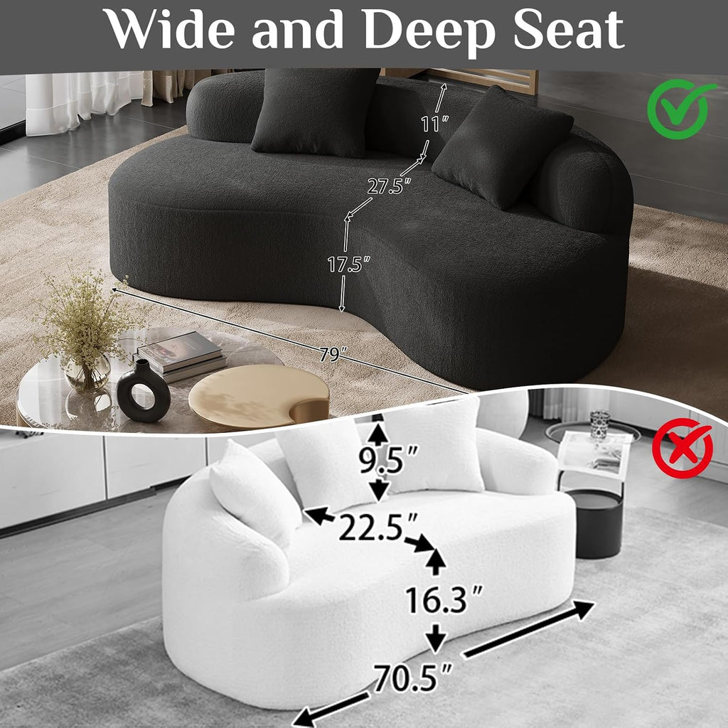 Black Chenille Curved Sofa