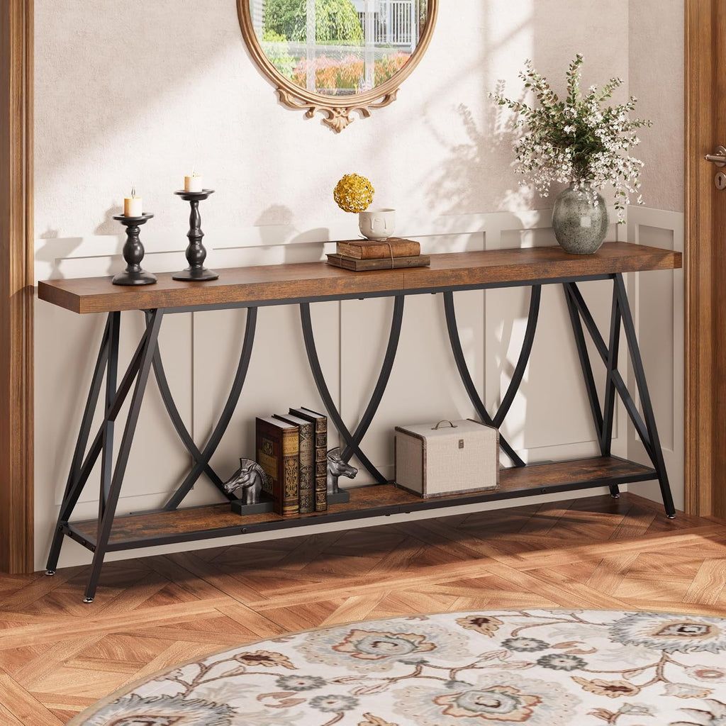 Rustic Brown Narrow Console Table