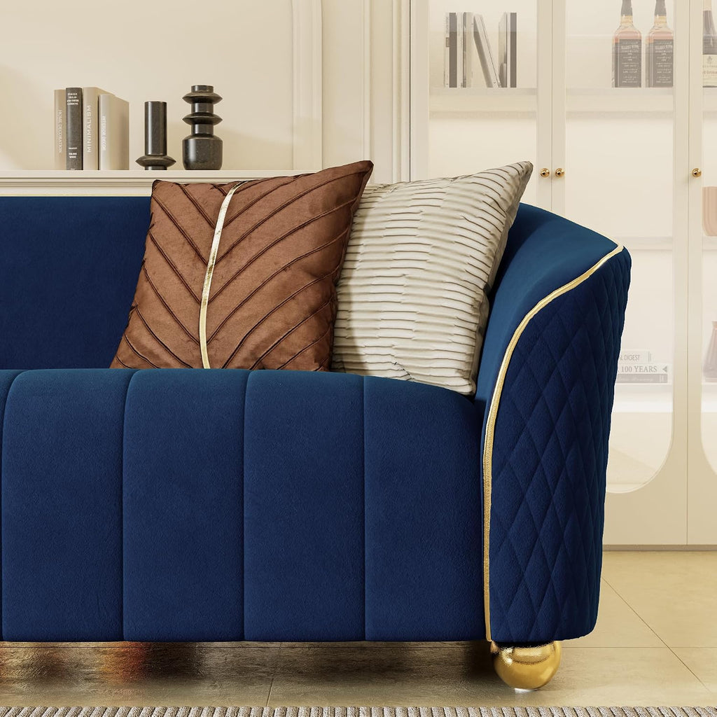 Blue Velvet Three Seater Sofa