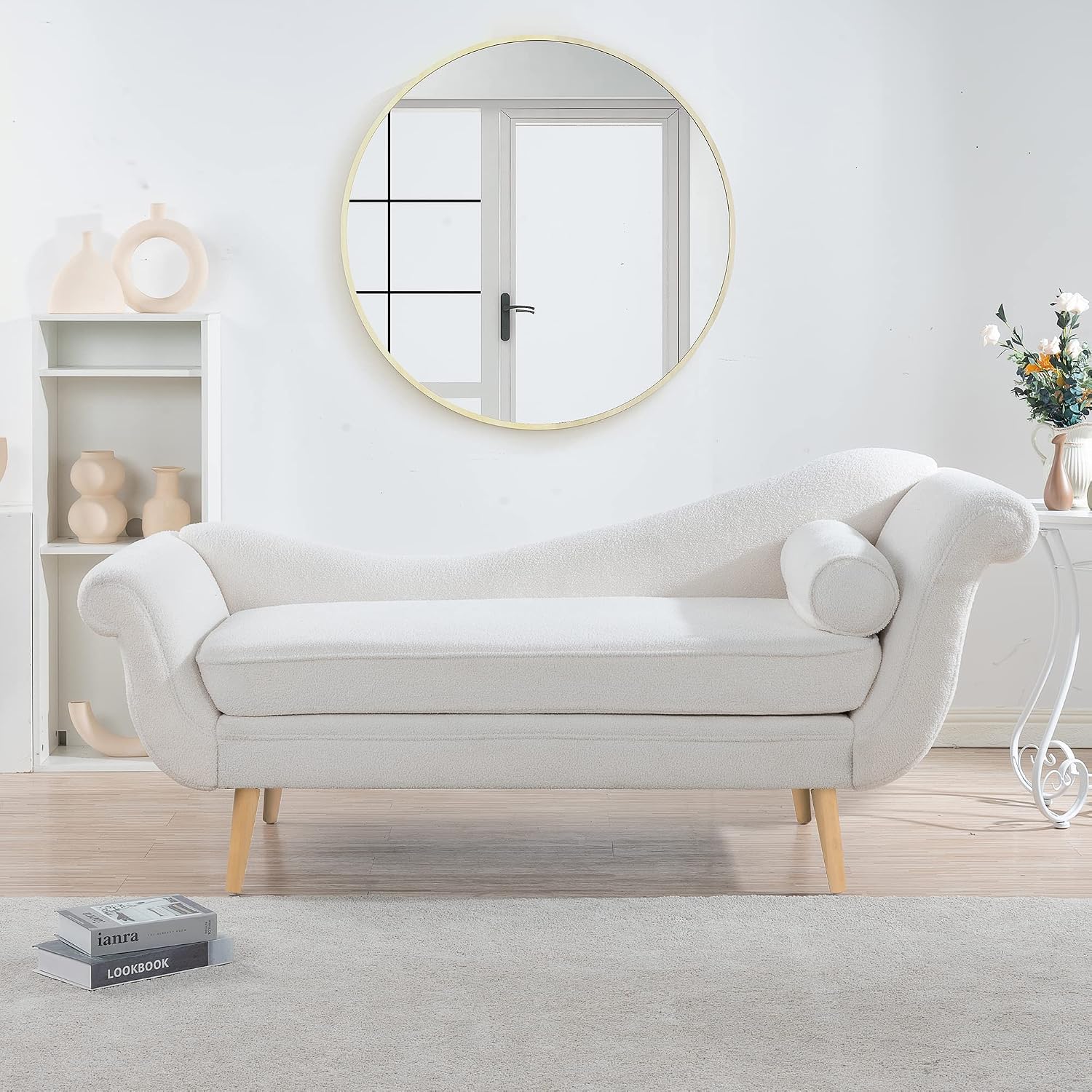 White Velvet Chaise Lounge Chair