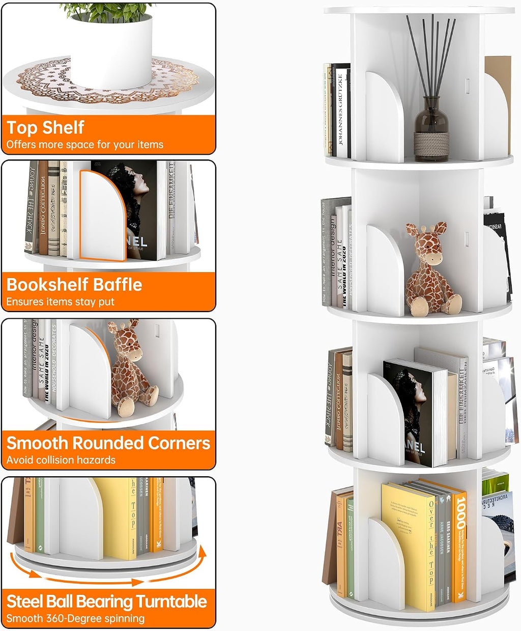 Round 4 Tier Rotating Bookcase