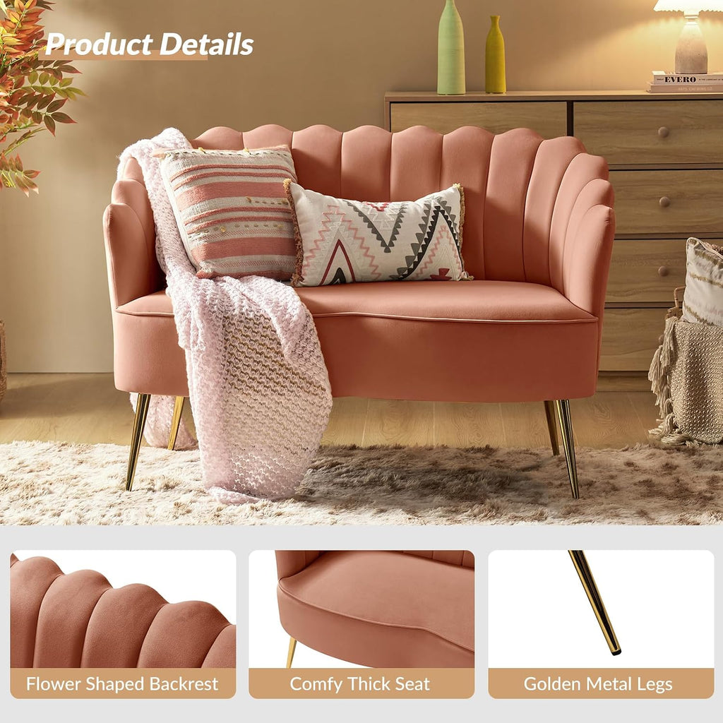Coral Velvet Two Seater Sofa