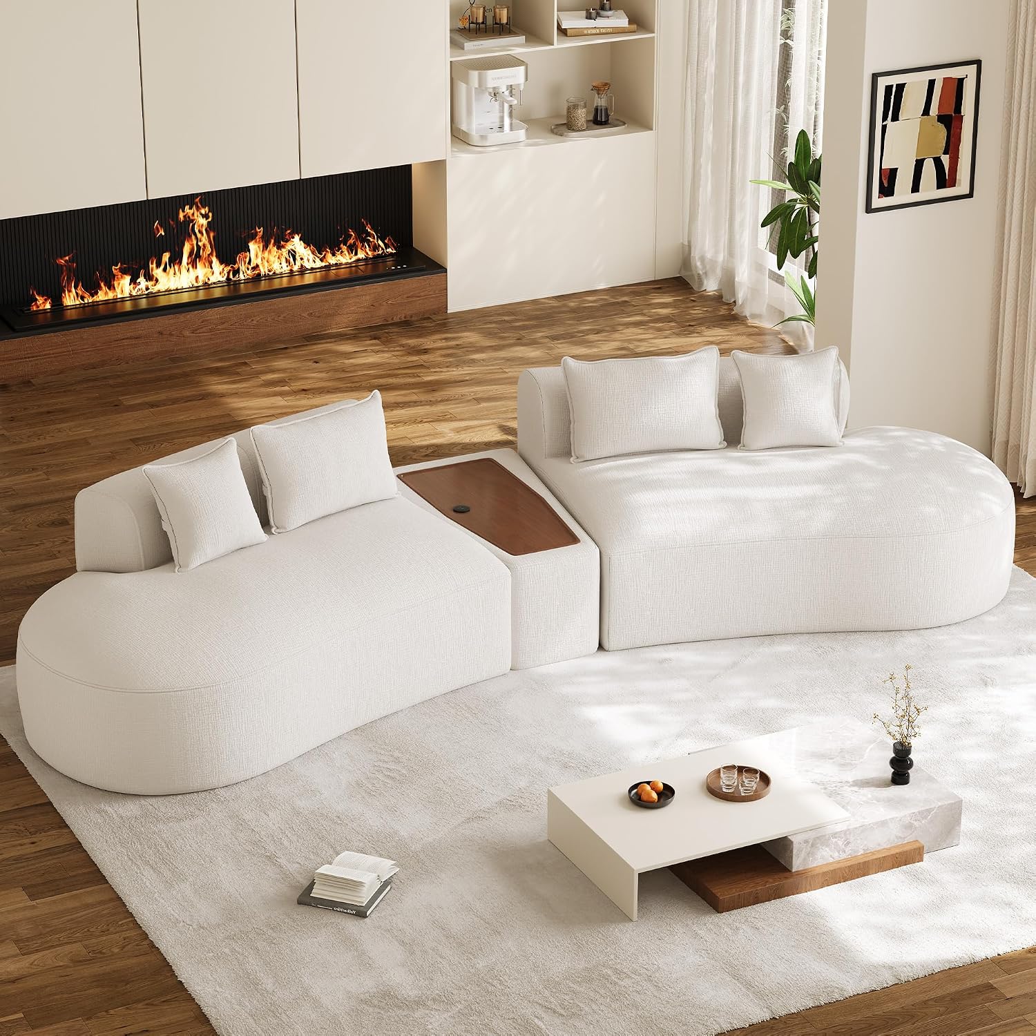 Cream Cloud Curved Sectional Sofa