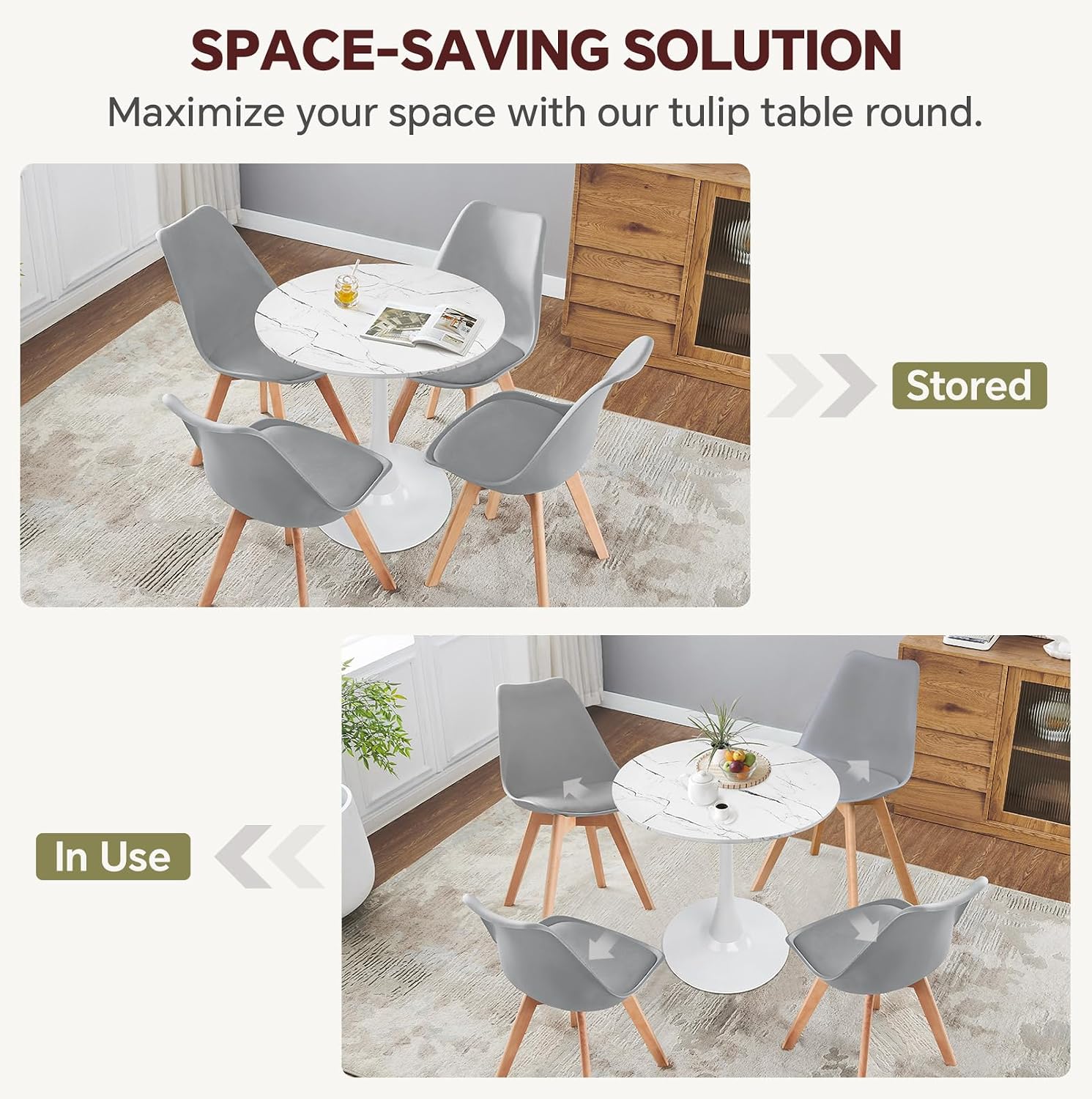 White Marble Tulip Round Dining Table