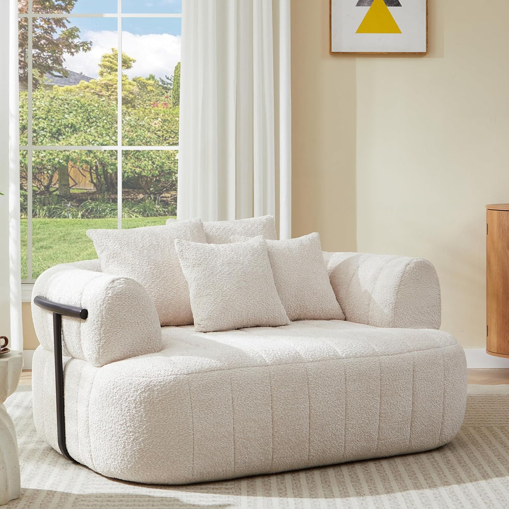 Beige Velvet Curved Lounge Sofa
