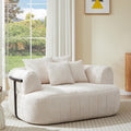 Beige Velvet Curved Lounge Sofa