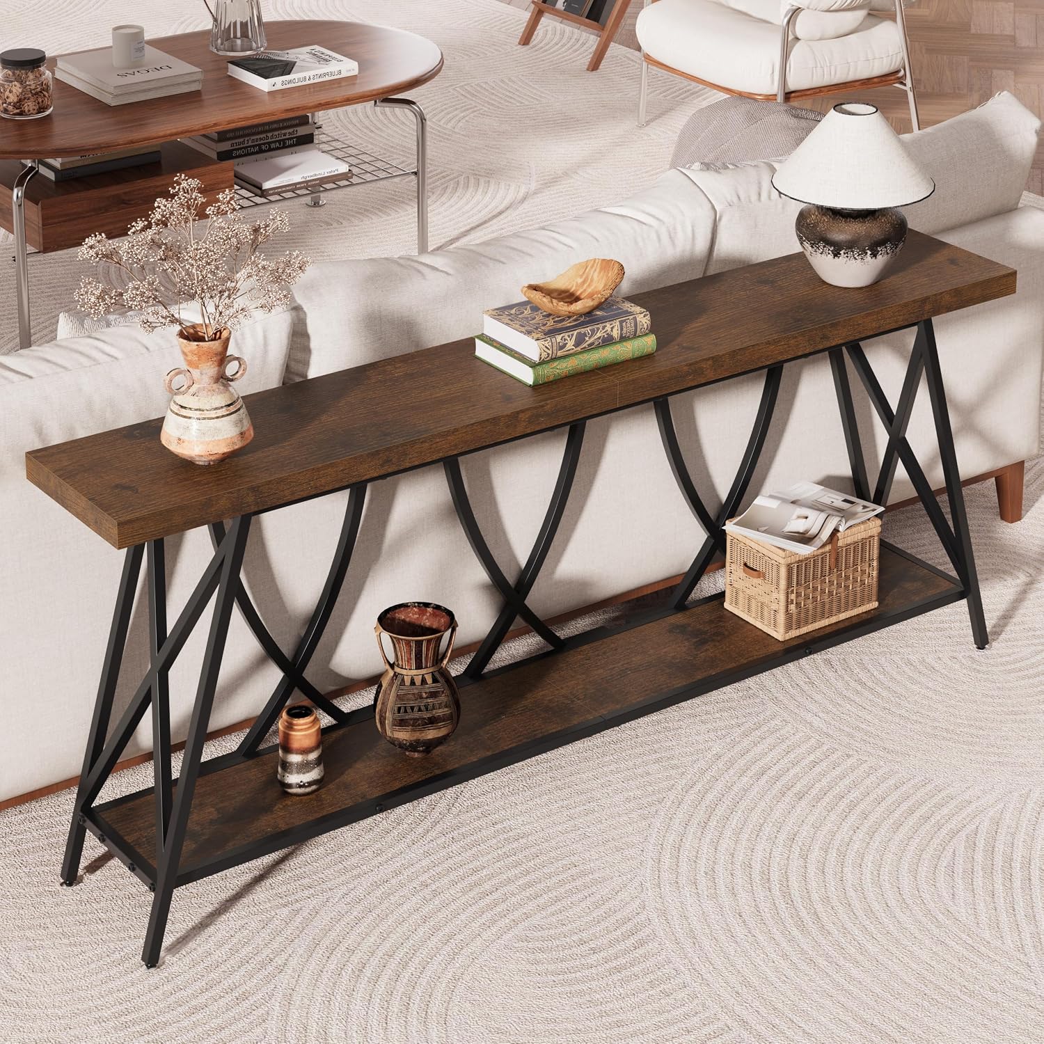 Rustic Brown Narrow Console Table