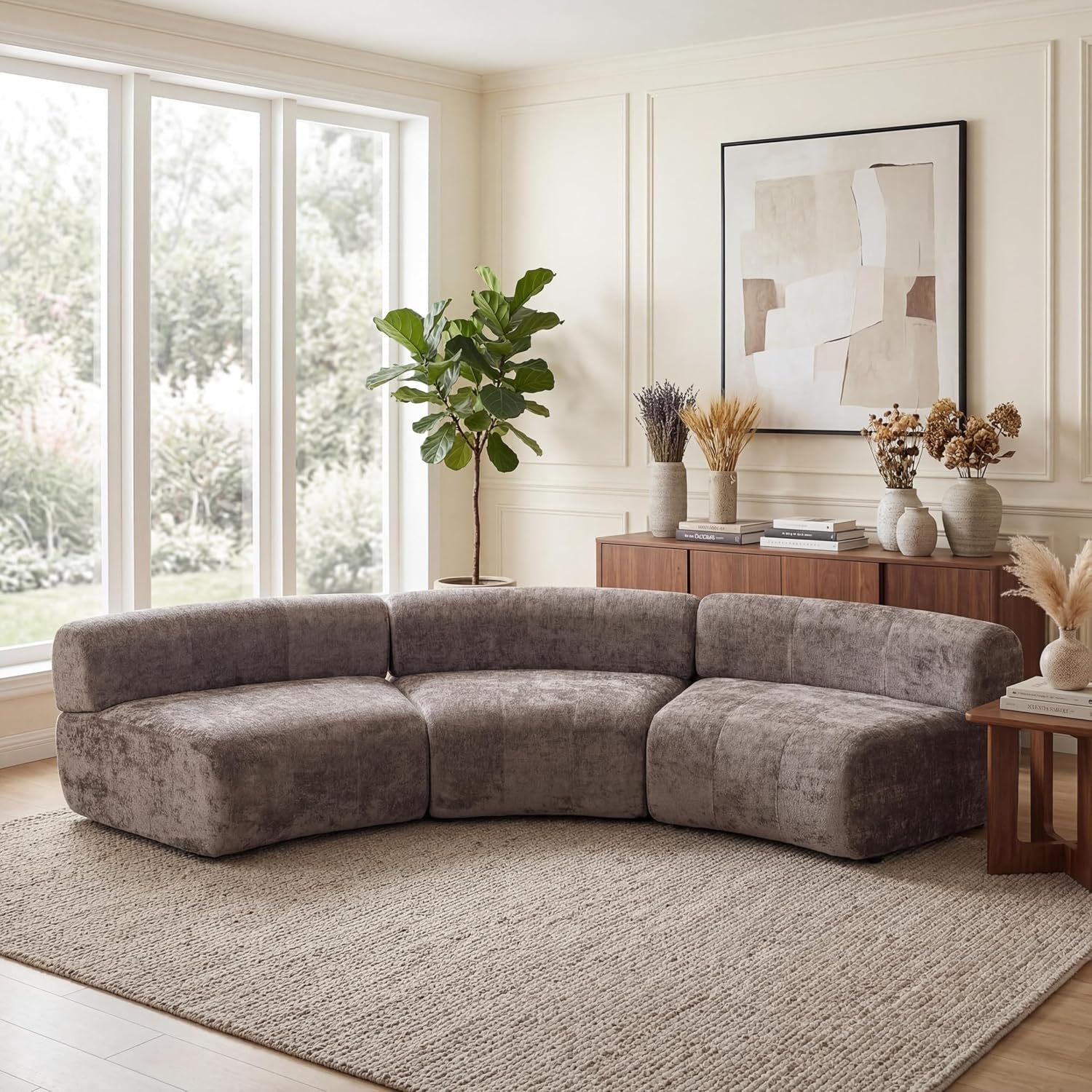 Dark Brown Curved Cloud Sofa