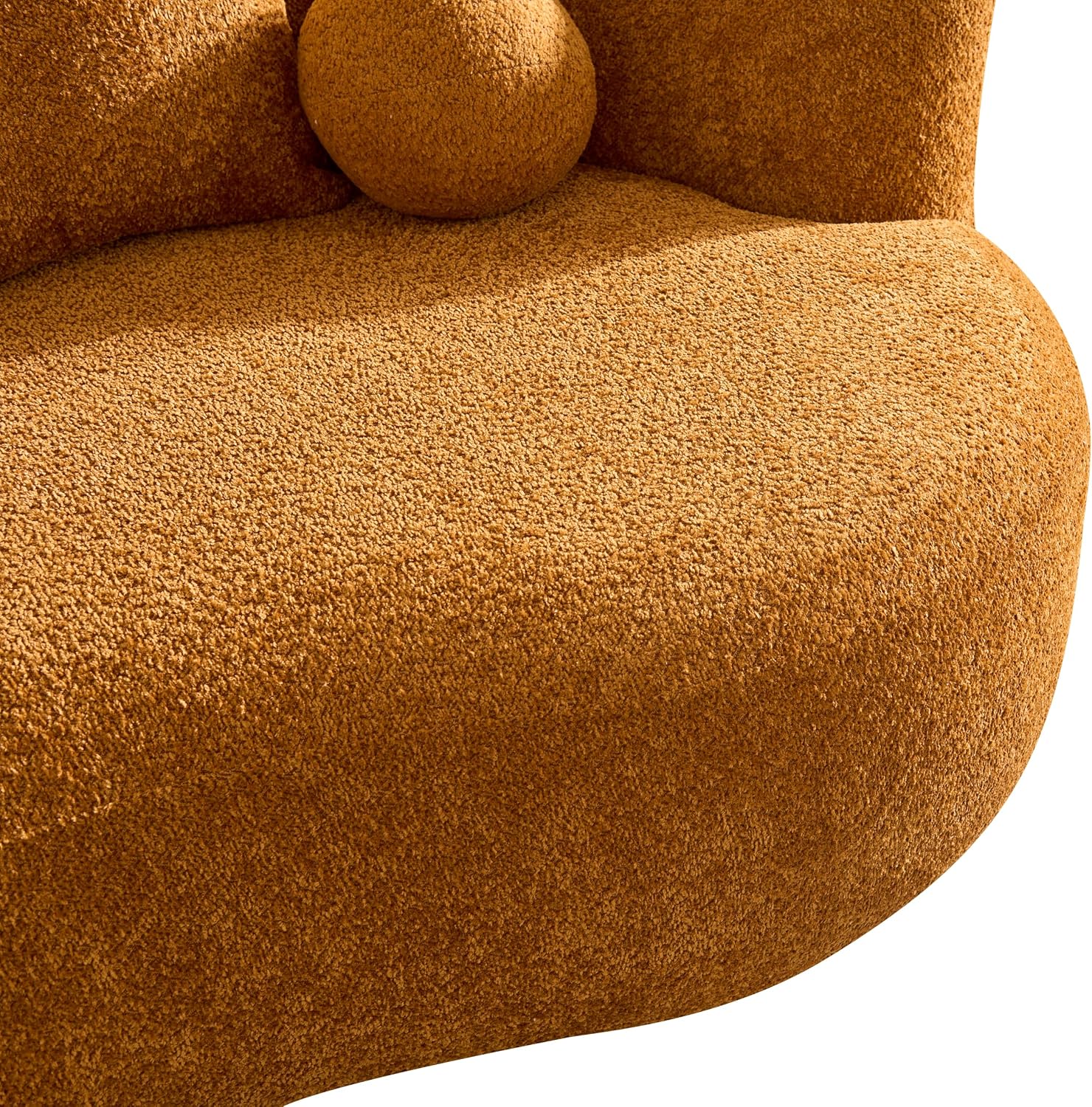 Camel Boucle Curved Three Seater Sofa